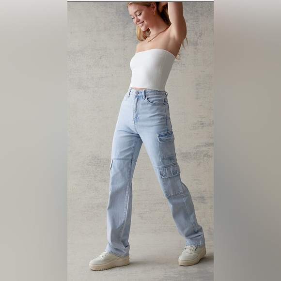 Pacsun Light Blue Cargo '90s Boyfriend Jeans Women’s Size 29 - Picture 2 of 8
